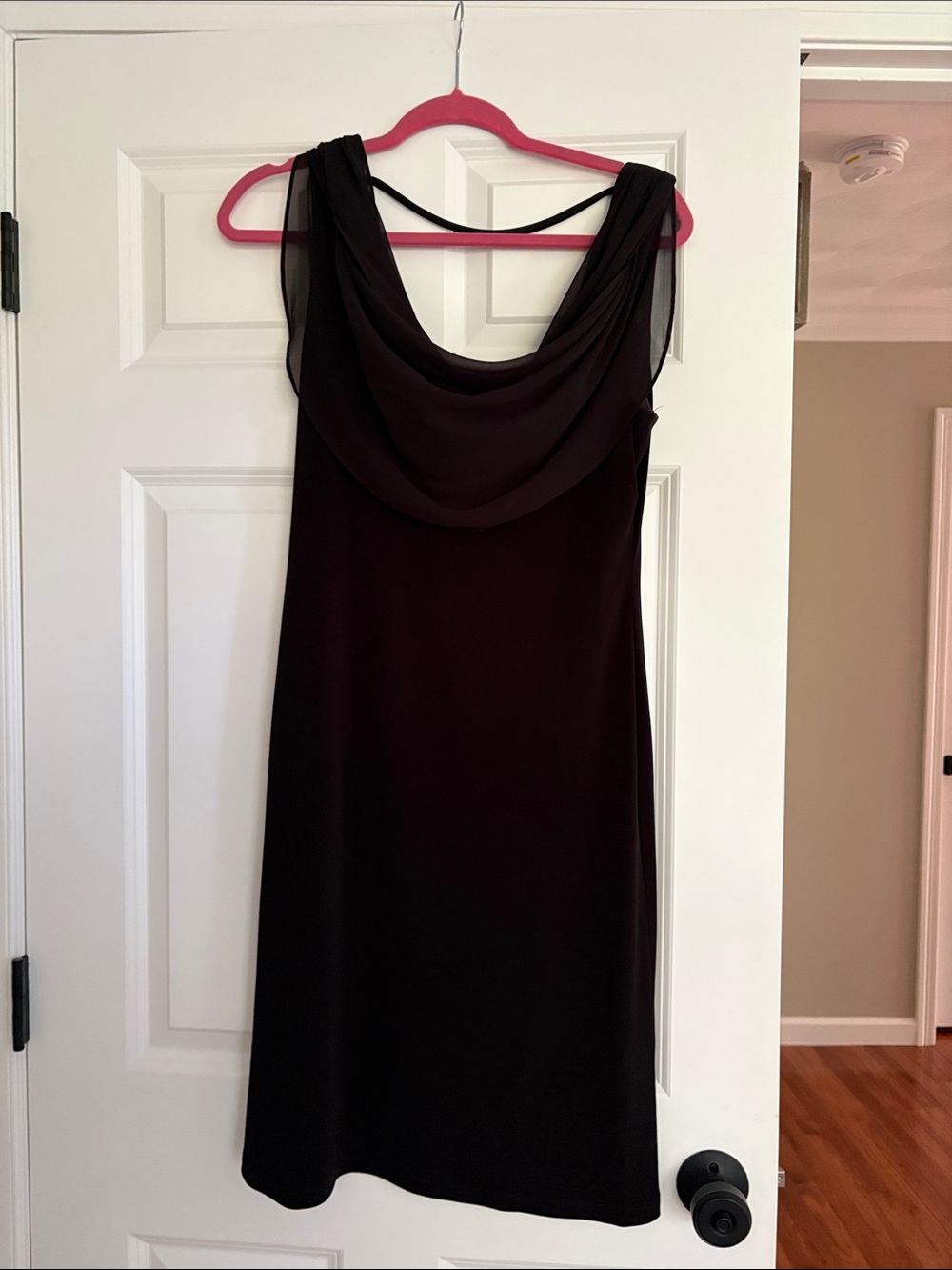 connected apparel Black Draped Cowl Neck Sleeveless Dress